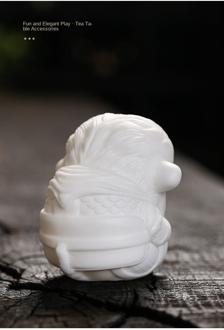 zensoullab Creative Cute Monkey Ceramic Aromatherapy Burner Ornament Soft Adorable Tea Pet Monkey Home Indoor Living Room Incense Holder