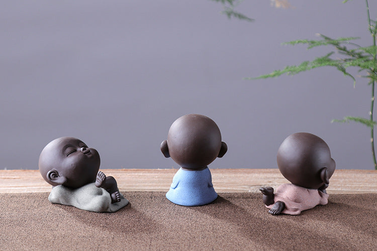 zensoullab Premium Yixing Zisha Cute Little Monk Tea Pet Tea Play Tea Tray Accessories Ceramic Little Sha Mi Bonsai Zen Ornament