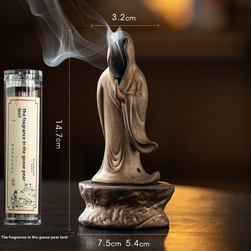 zensoullab Zen Style Formless Mini Incense Burner for Home Indoor Small Disc Incense Burner Tea Room Desktop Antique Incense Burner Small Ornament