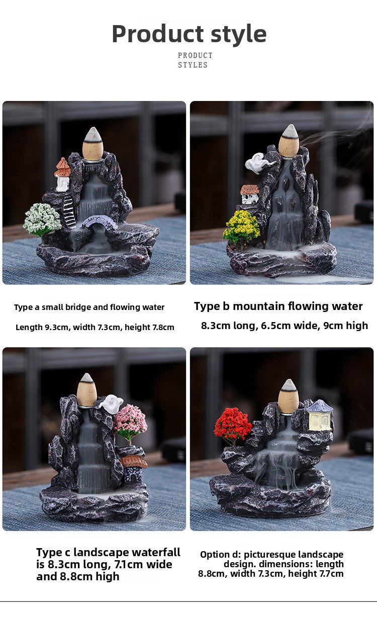 zensoullab Resin Backflow Incense Burner Small Creative Home Aromatherapy Burner Decorative Smoke Sandalwood Incense Burner