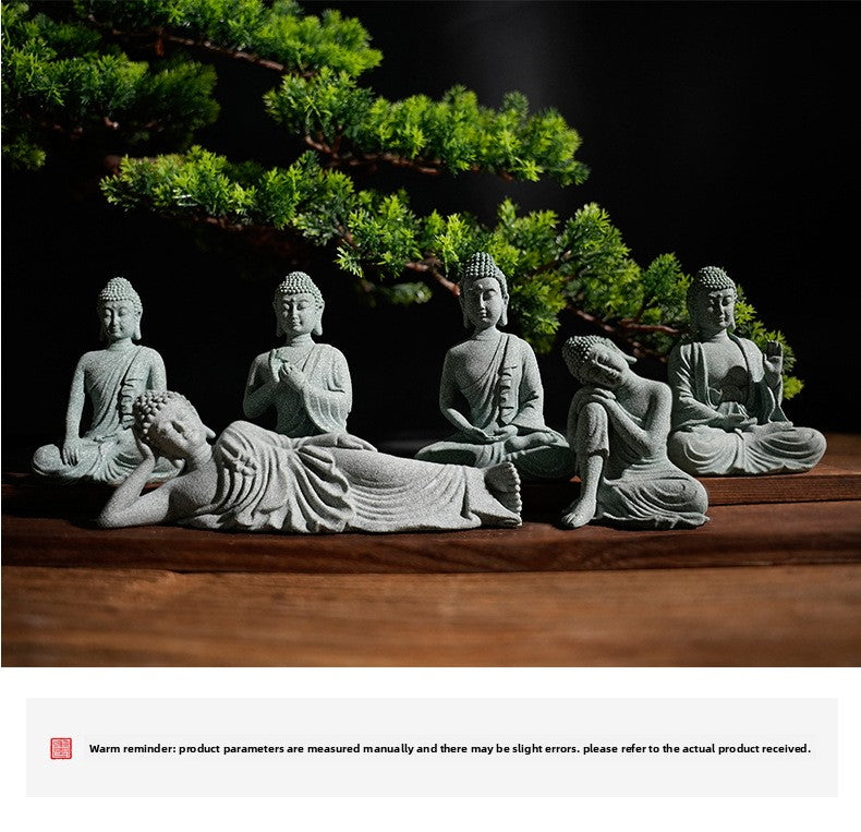 zensoullab Desktop Chinese Zen Style Buddha Figurine Micro Landscape Fish Tank Decoration Rockery Desktop Ornament Tea Pet Incense Decoration