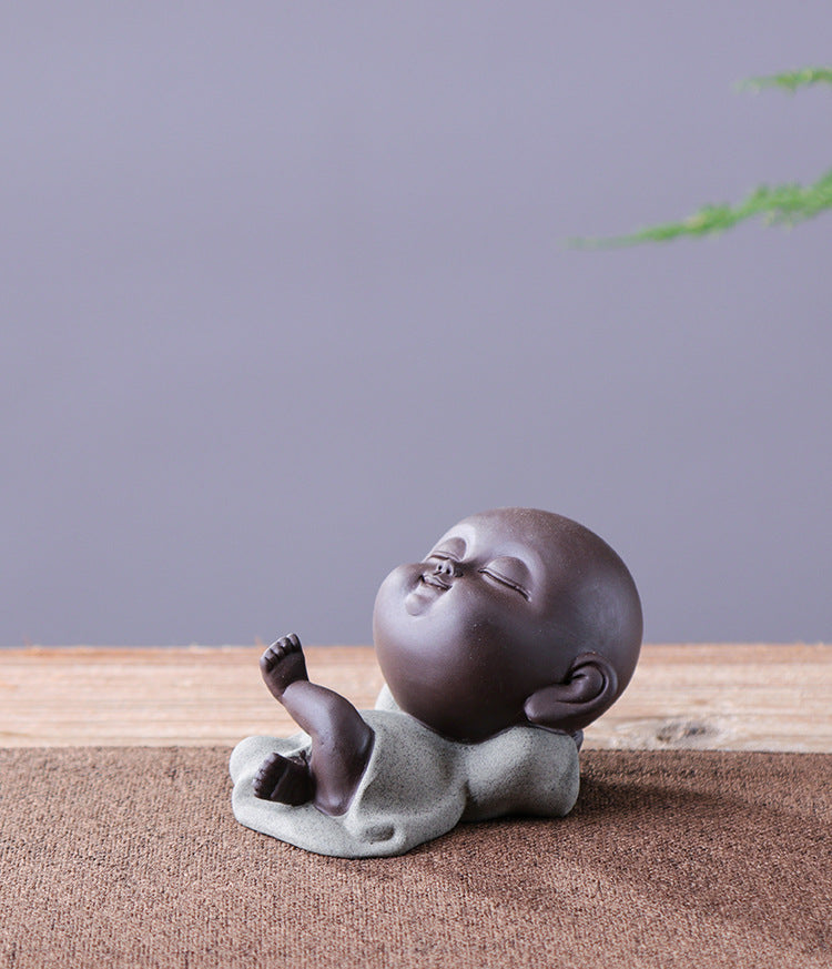 zensoullab Premium Yixing Zisha Cute Little Monk Tea Pet Tea Play Tea Tray Accessories Ceramic Little Sha Mi Bonsai Zen Ornament