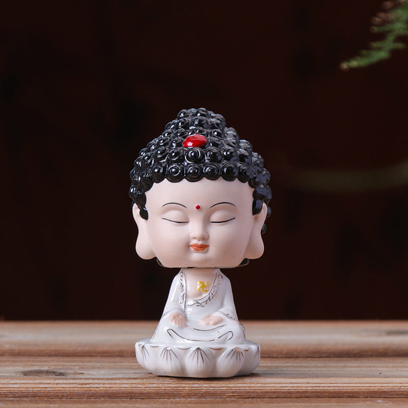 zensoullab Premium Creative Bobblehead Figurine Desktop Ornament Hand-painted Small Ornament Tathagata Peace Buddha Car-mounted Chinese Home Decoration
