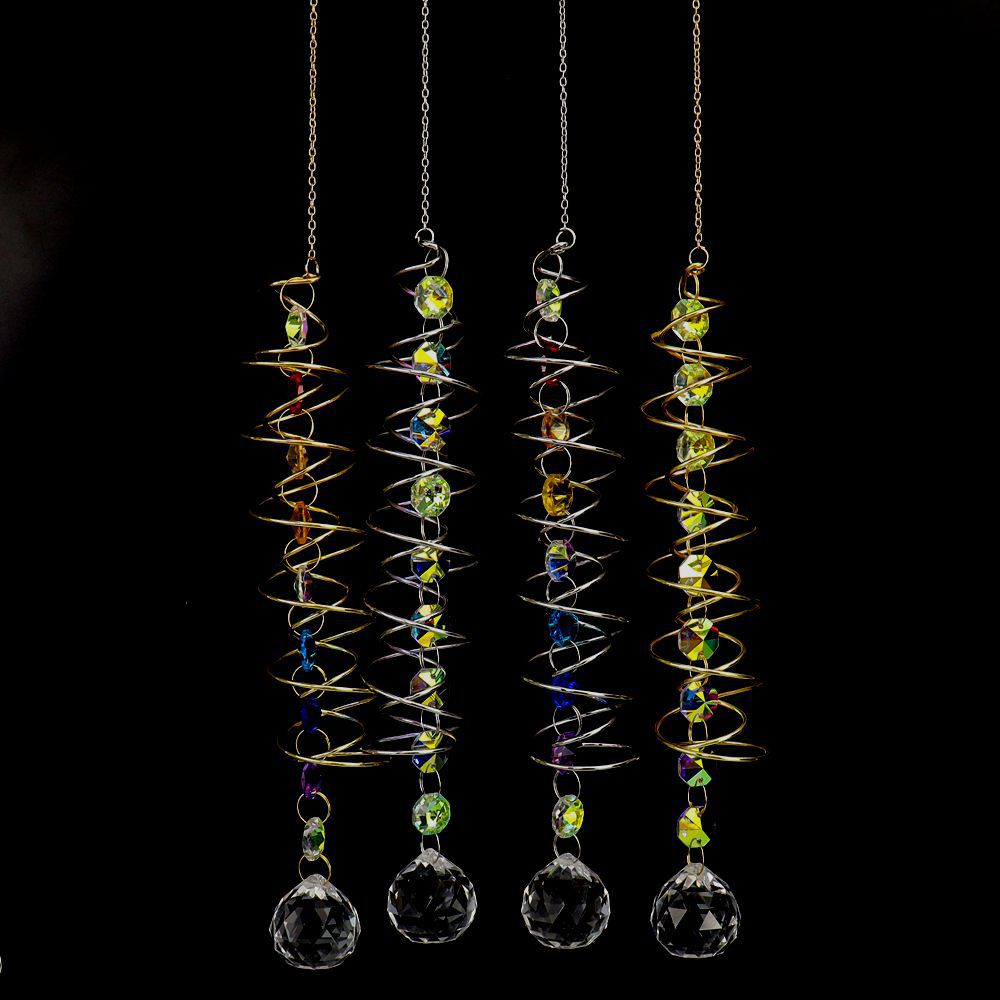zensoullab Spiral Spinner Sun Catcher Crystal Wind Chime Rainbow Maker Rotating Hook Garden Decoration