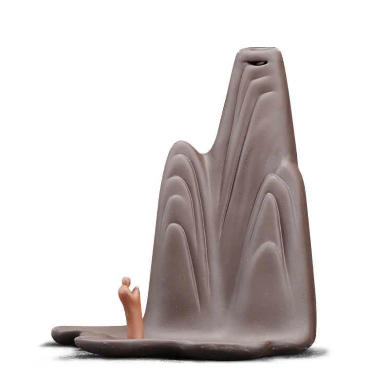 zensoullab Creative Purple Clay Backflow Incense Burner Home Sandalwood Coil Incense Burner for Worship Ceramic Living Room Incense Burner Tea Ceremony Buddhist Supplies