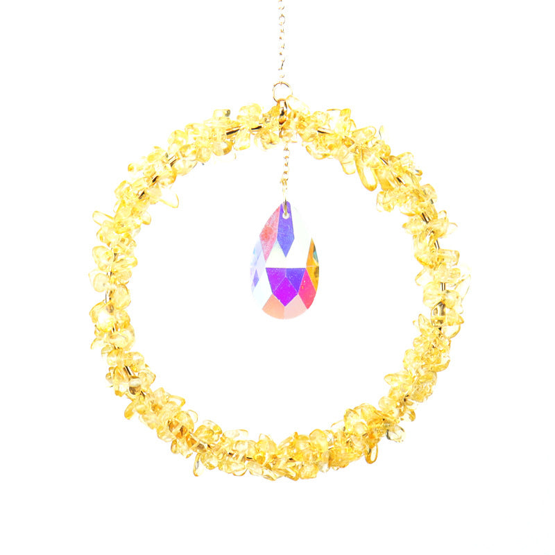 zensoullab Sun Catcher Gardening Crafts Crushed Stone Large Circle AB Color Crystal Water Drop Lighting Pendant