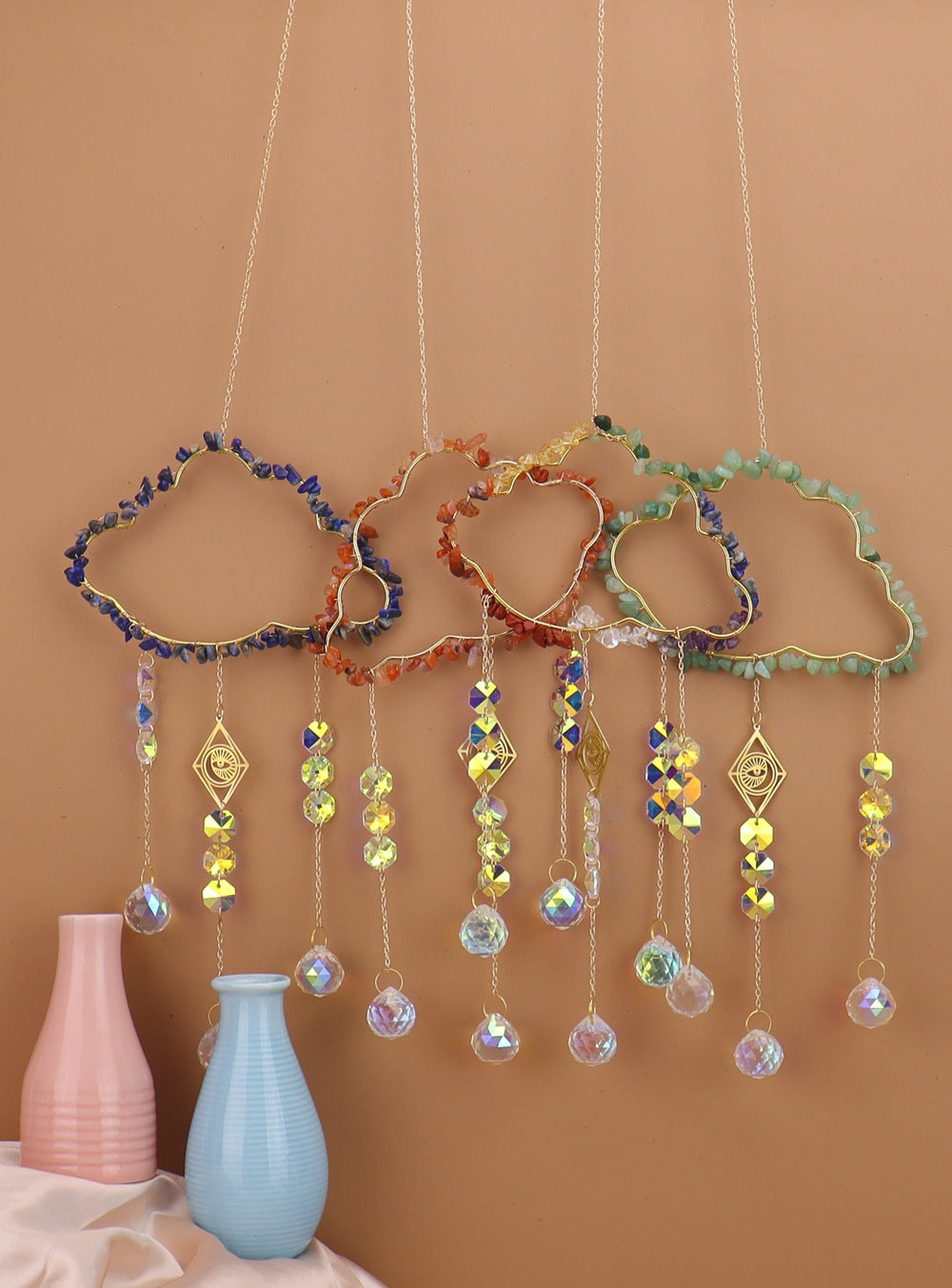 zensoullab Natural Crystal Gravel Handmade Crystal Decoration Pendant Window Outdoor Light Gathering Cloud Amethyst Sun Catcher