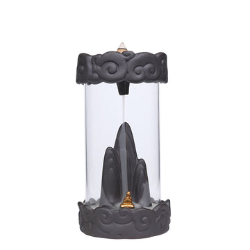 zensoullab Original Purple Clay Mountain Water Backflow Incense Burner Creative Cloud Windproof Cover Backflow Incense Burner Hot