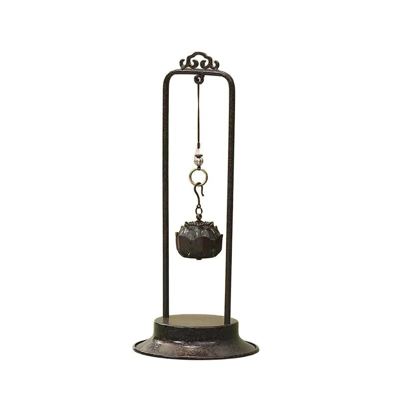 zensoullab Lotus Hanging Incense Burner Antique Chinese Style Metal Aromatherapy Burner Home Indoor Agarwood Incense Holder Tea Ceremony Coil Incense Burner