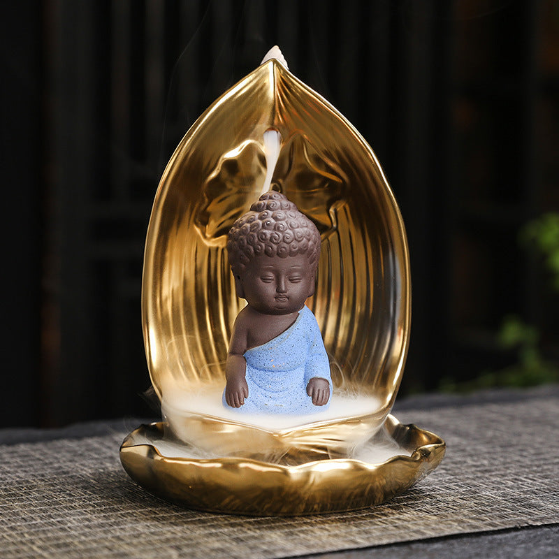 zensoullab Backflow Incense Burner Rulai Flowing Incense Gold Base Small Shaami Creative Backflow Incense Burner Home Incense Desktop Ornament