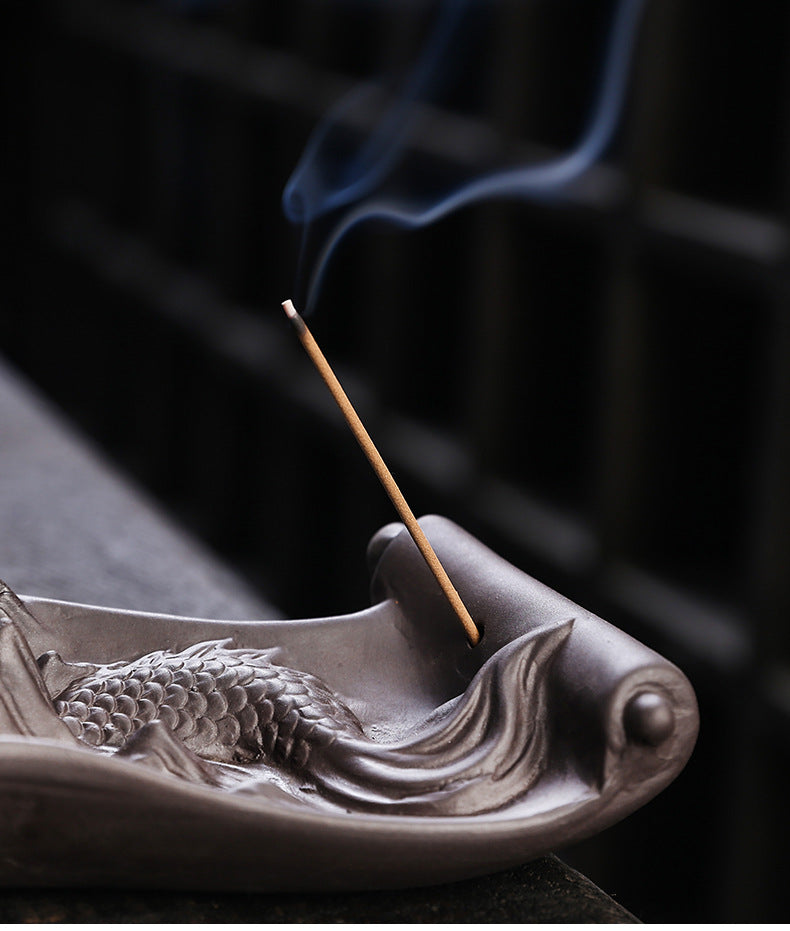 zensoullab Purple Clay Backflow Incense Burner Large Dragon Ornament Creative Chinese Dragon Mountain Water Backflow Incense Burner Ornament