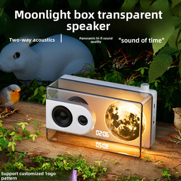 zensoullab Transparent Moonlight Box Bluetooth Speaker Atmosphere Clock Alarm Clock White Noise Moon Bluetooth Speaker Gift