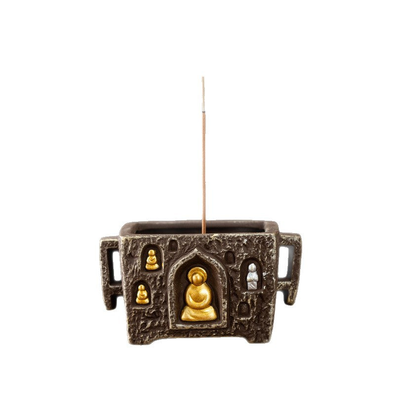 zensoullab Dunhuang Zen Buddhist Nine-Hole Incense Holder Ceramic Purple Clay Chinese Style Home Incense Tray Stand Agarwood Incense Burner Incense Burner