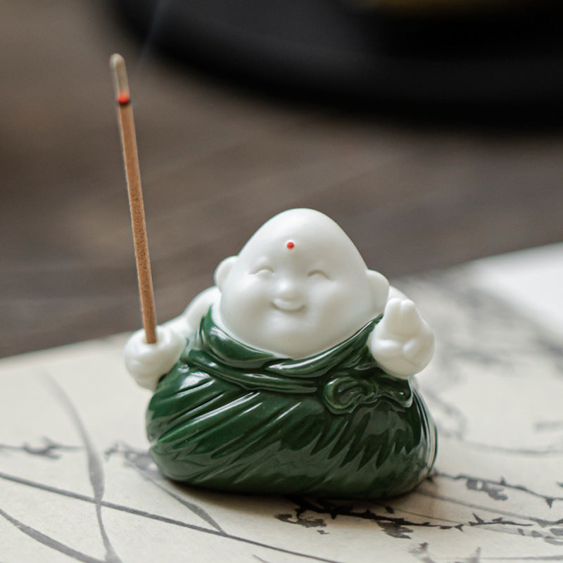 zensoullab Creative Cute Little Zongzi Ceramic Aromatherapy Burner Ornament Home Dragon Boat Festival Gift Sandalwood Incense Holder