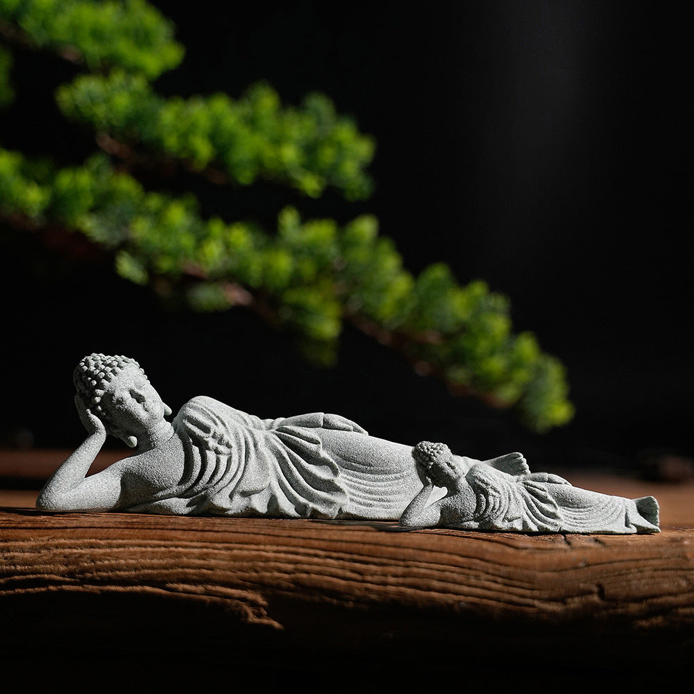 zensoullab Desktop Chinese Zen Style Buddha Figurine Micro Landscape Fish Tank Decoration Rockery Desktop Ornament Tea Pet Incense Decoration