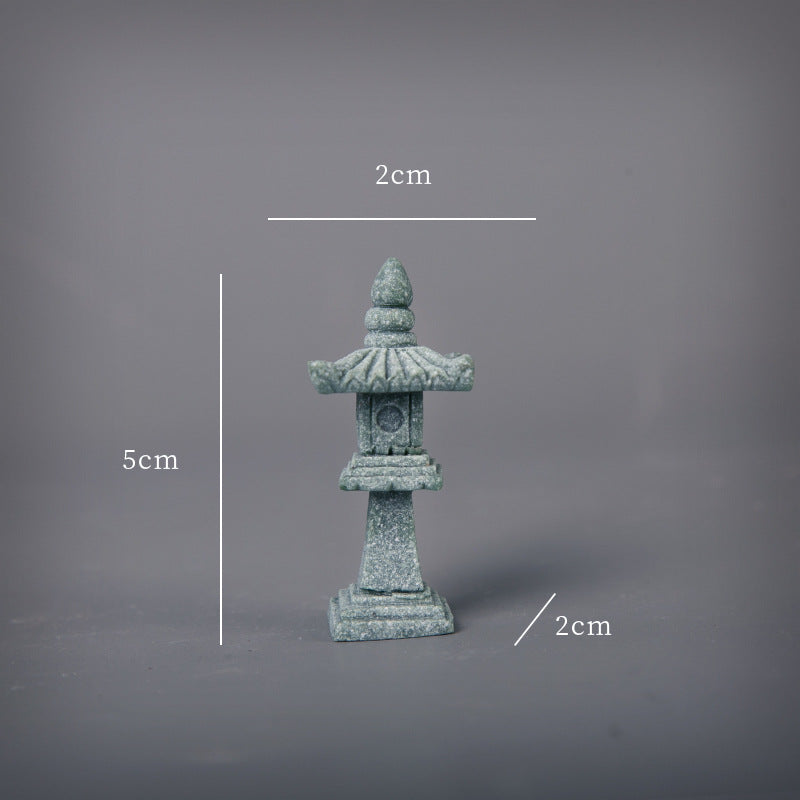 zensoullab Japanese Style Stone Lantern Micro Landscape Ornament Chinese Style Bonsai Fish Tank Decoration Ancient Style Desktop Zen Tea Table Stone Lantern