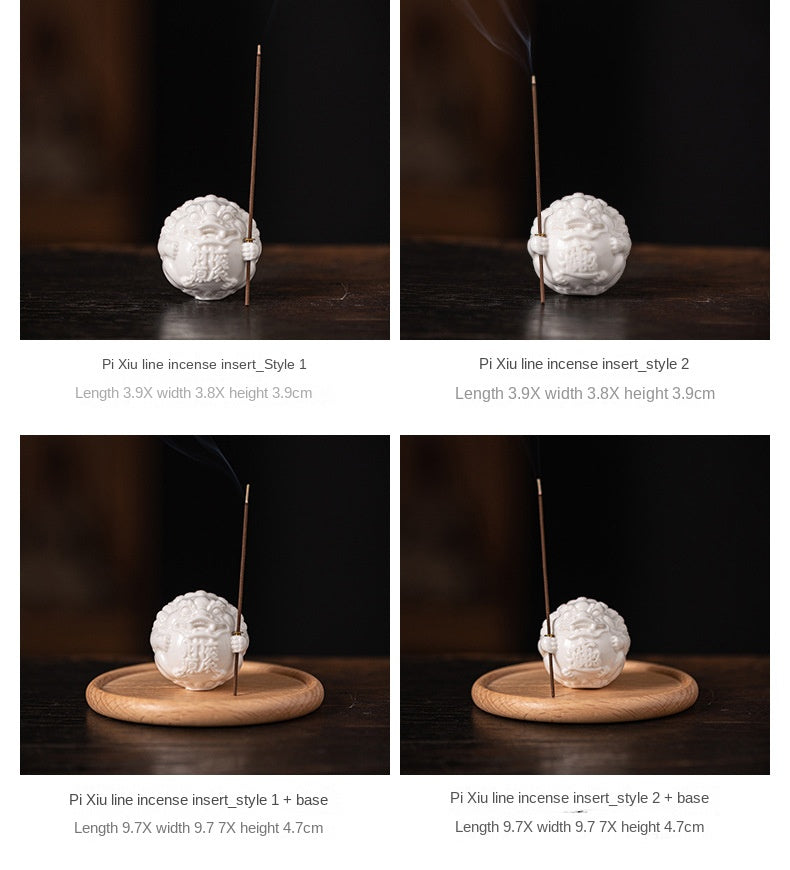 zensoullab White Porcelain Pixiu Incense Holder Wealth-Attracting Incense Holder Incense Burner Home Indoor Sandalwood Agarwood Incense Stand Incense Tray Desktop Ornament