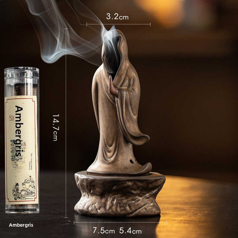 zensoullab Zen Style Formless Mini Incense Burner for Home Indoor Small Disc Incense Burner Tea Room Desktop Antique Incense Burner Small Ornament