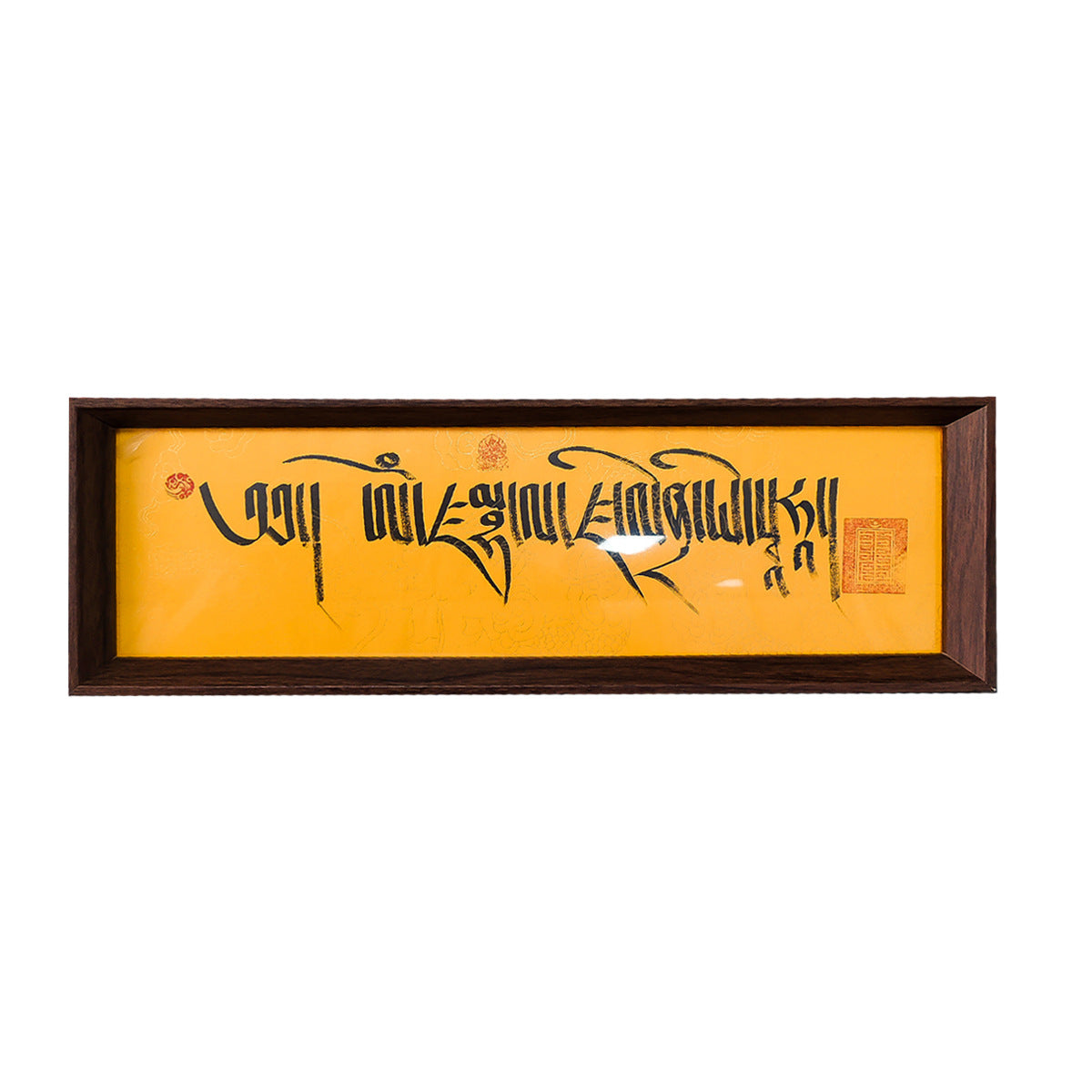 zensoullab Tibetan Hand-painted Thangka Yellow God of Wealth Zaki Ram Manjushri Mantra Scripture Tabletop Hanging Painting Calligraphy Decoration Ornament