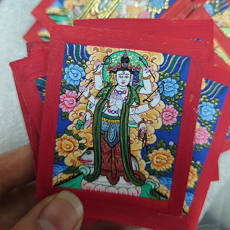 zensoullab Nepal Hand-painted Moli Branchi Tian Vajrasattva Thangka Tibetan Buddha Statue Bodhisattva Thangka Gawu Box Necklace Pendant