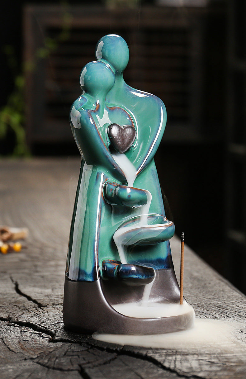 Ceramic Backflow Incense Burner Home Decor Ornament Creative Double-Sided Backflow Incense Burner