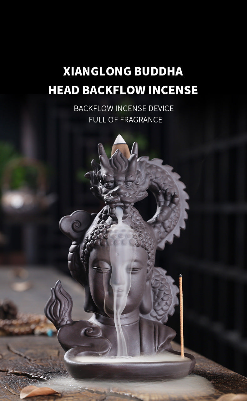 zensoullab Backflow Incense Burner Creative Ceramic Large Ornamental Decoration Indoor Tea Ceremony Antique Purple Clay Sandalwood Agarwood Incense Burner Incense Holder