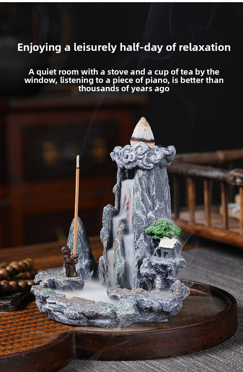zensoullab Resin Backflow Incense Burner for Home Indoor Tower Incense Burner Sandalwood Burner Creative Personalized Aromatherapy Ornament Chinese Style