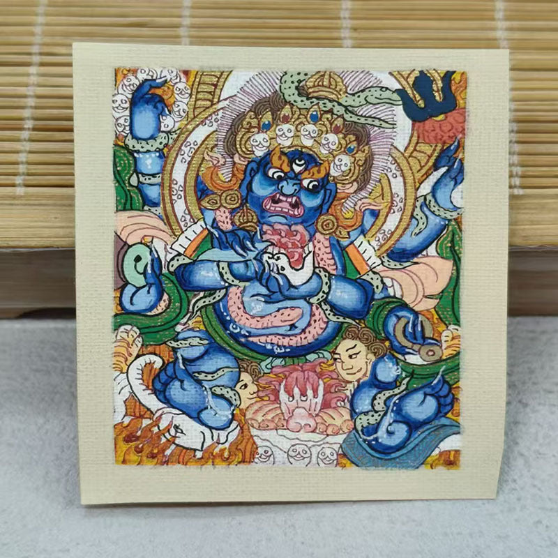 zensoullab Thangka Hand-painted Small Thangka Samantabhadra Green Tara Yellow Wealth God Manjushri Four-armed Guanyin Tibetan Small Thangka Pendant