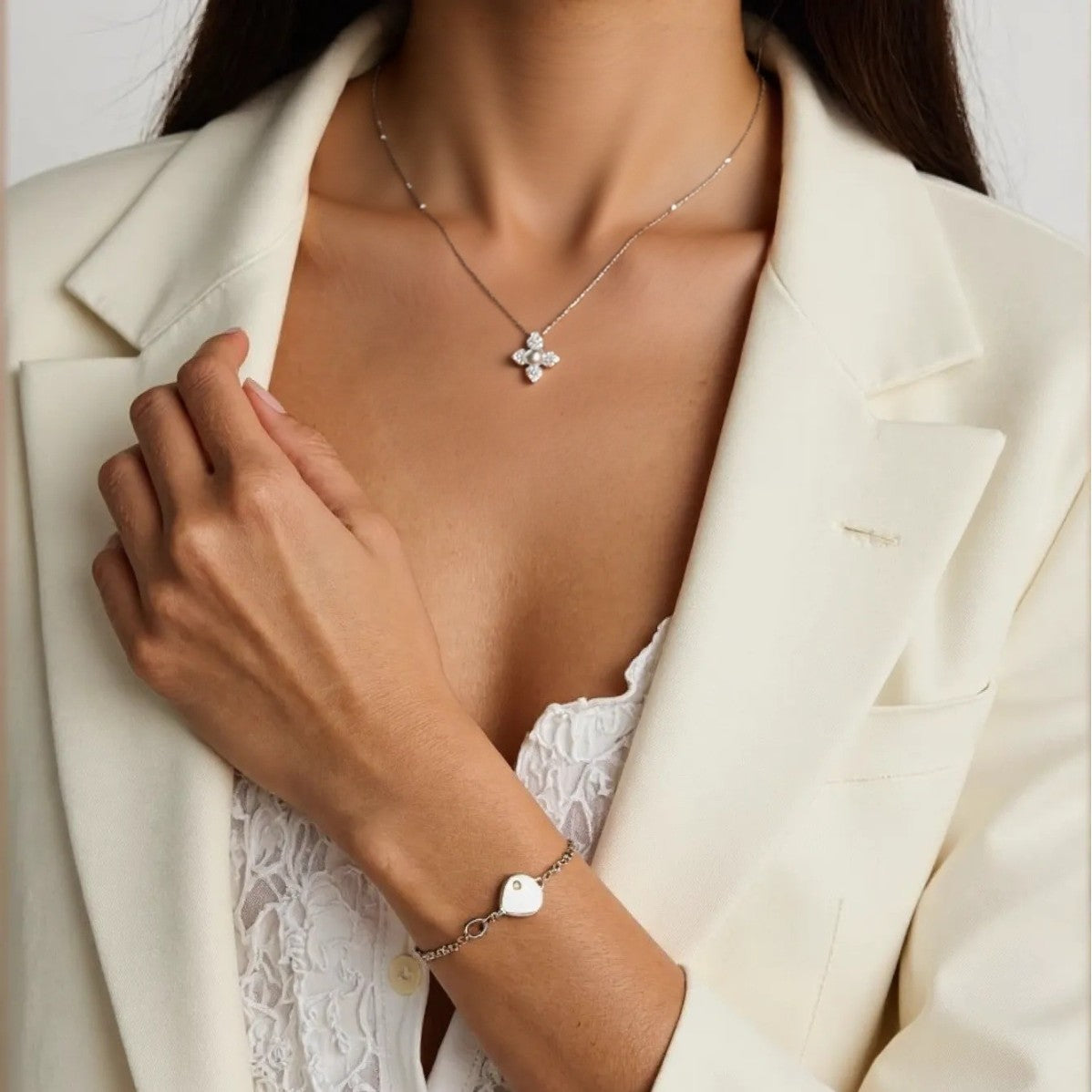 zensoullab S925 Sterling Silver Natural Gemstone Necklace Flower Pendant for Women Korean and Japanese Style Fresh Simple Sweet Collarbone Chain