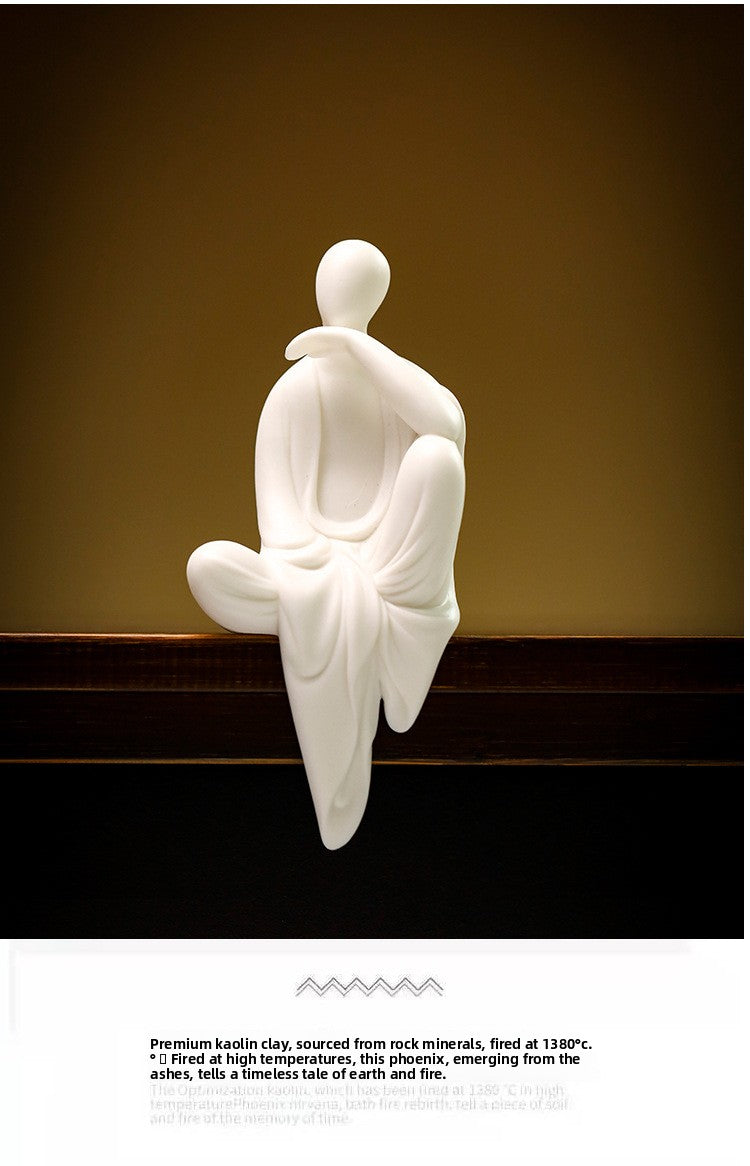 zensoullab Zen Ceramic Formless Buddha Figure Chinese Style Small Monk Ornament Small Monk Entrance Living Room Study Creative Decoration Display