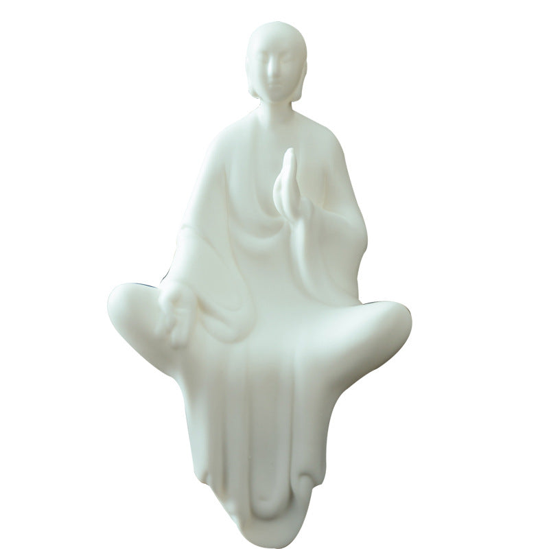 zensoullab Zen White Porcelain Little Monk Home Living Room Entrance New Chinese Style Decoration Ceramic Little Monk Desktop Figurine