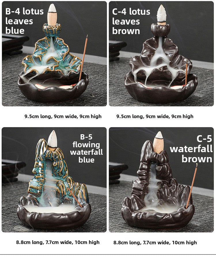 zensoullab Backflow Incense Burner Creative Home Decor Ceramic Burner Craft Zen Double Fish Backflow Sandalwood Ornament