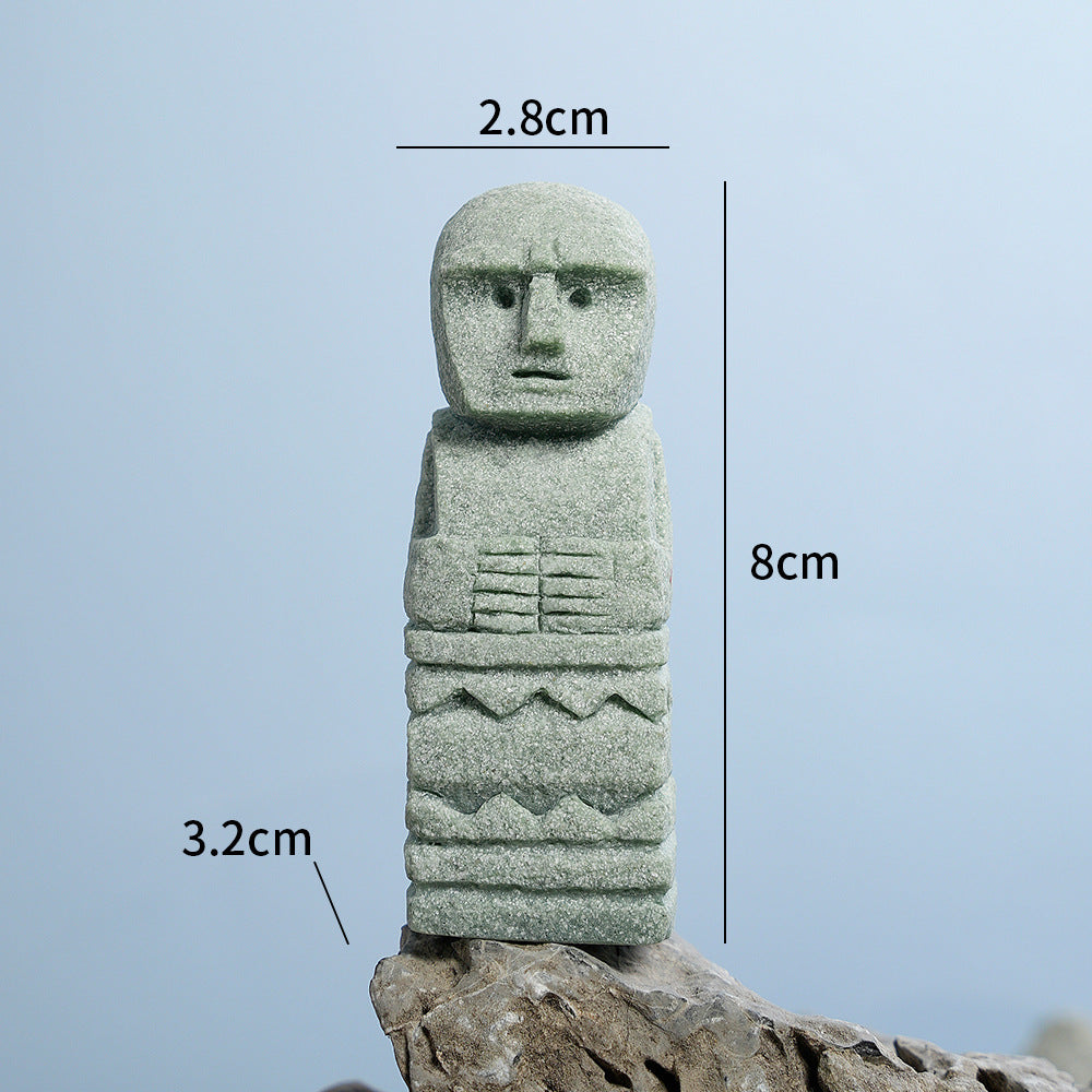 zensoullab Bali Stone Man Green Sandstone Micro Landscape Fish Tank Ornament Bonsai Creative Personalized Craft Desktop Decoration