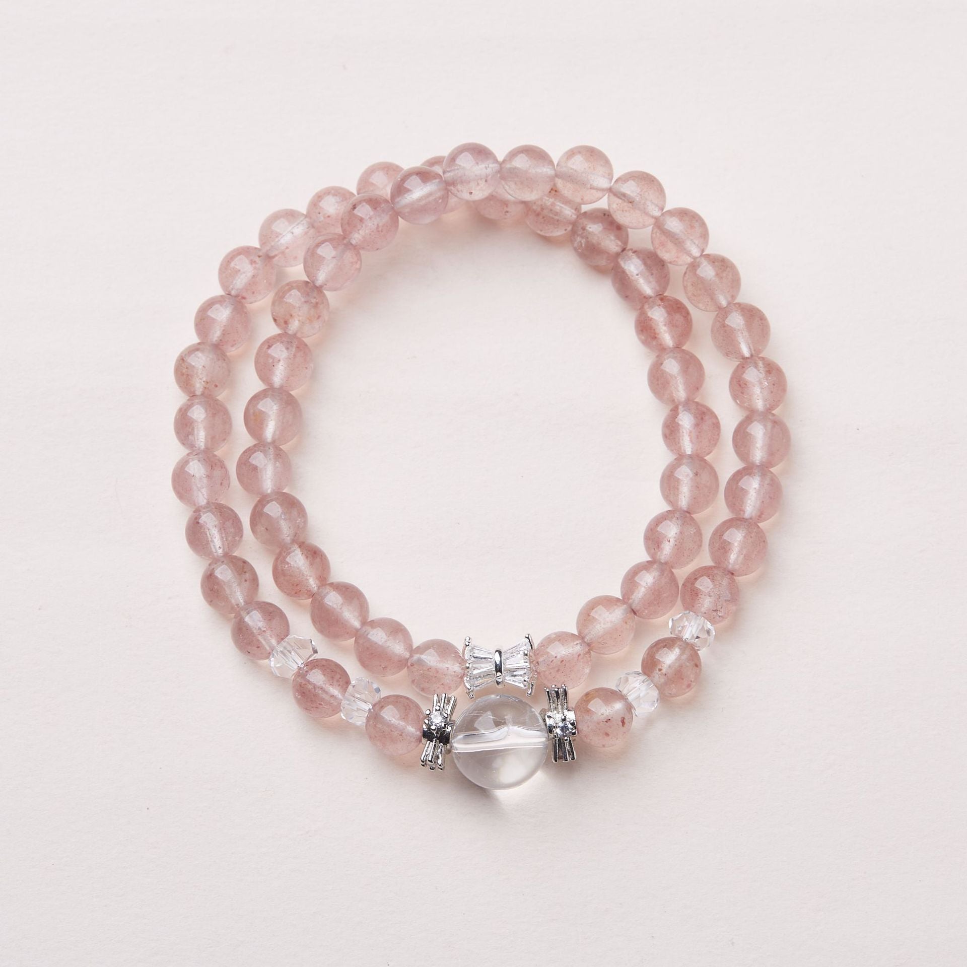 zensoullab Strawberry Crystal Bracelet for Women White Crystal Double Circle Crystal Bracelet