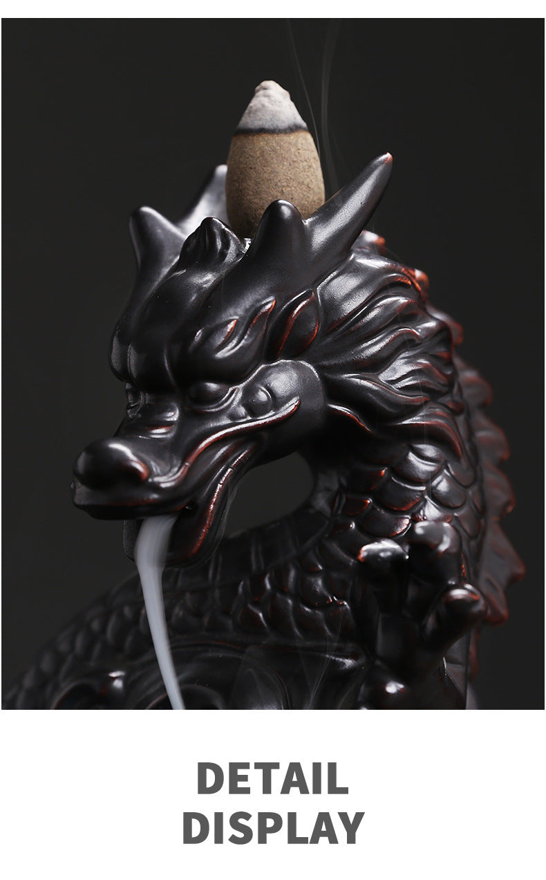 Original Classic Chinese Dragon Backflow Incense Burner Creative Ceramic Large Dragon Playing with Pearls Incense Burner Home Decor
