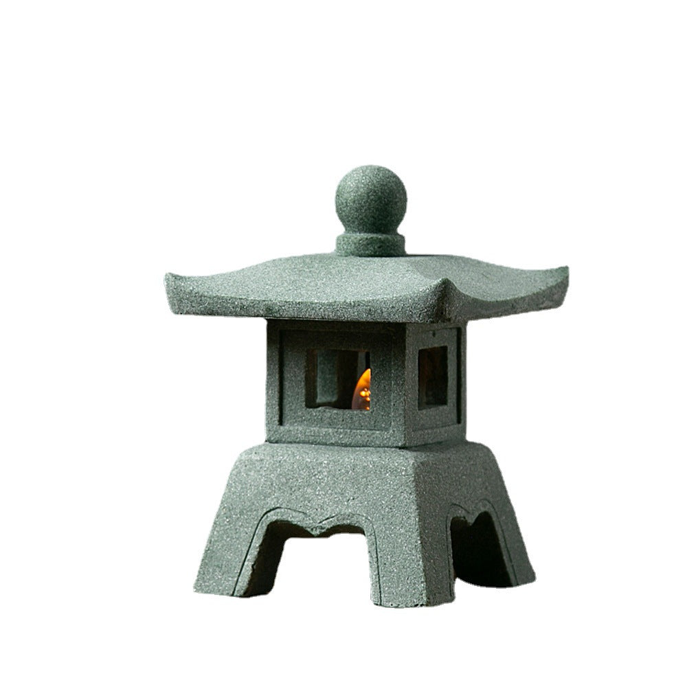 zensoullab Artificial Landscape Stone Lantern Small Stone Pavilion Ornament Home Entrance Pavilion Decoration Gardening Flower Bonsai Landscaping Decoration