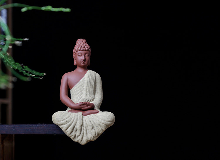zensoullab Zen Character Figurine Purple Clay Buddha Statue New Chinese Style Home Decor Office TV Cabinet Entrance Decoration