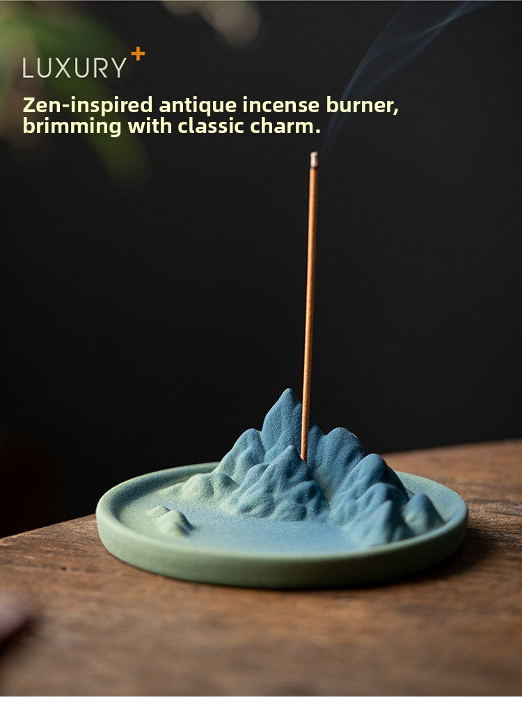 Zensoullab Thousand-Li Landscape Ceramic Wire Incense Holder Backflow Incense Burner Home Indoor Incense Burner Zen Study Tea Table Incense Holder Ornaments