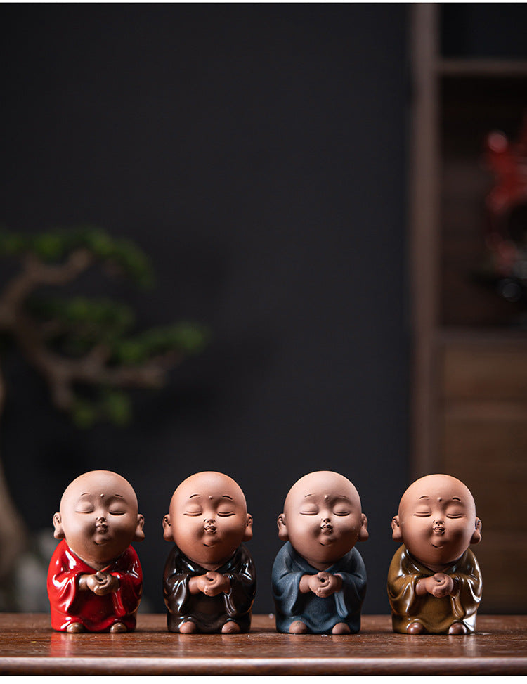 zensoullab Creative Ceramic Cute Little Monk Incense Desktop Ornament Home Incense Holder Incense Burner Incense Tray
