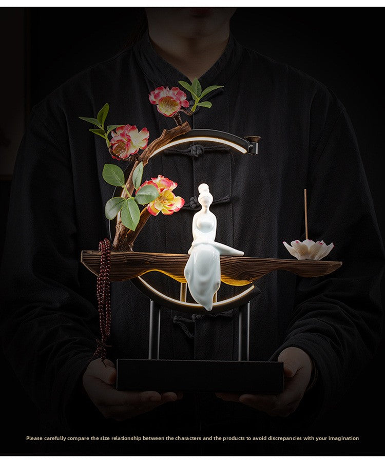 zensoullab New Chinese Style Backflow Incense Ornament Creative Lamp Ring Home Aromatherapy Burner Office Living Room Entrance Desktop Decoration