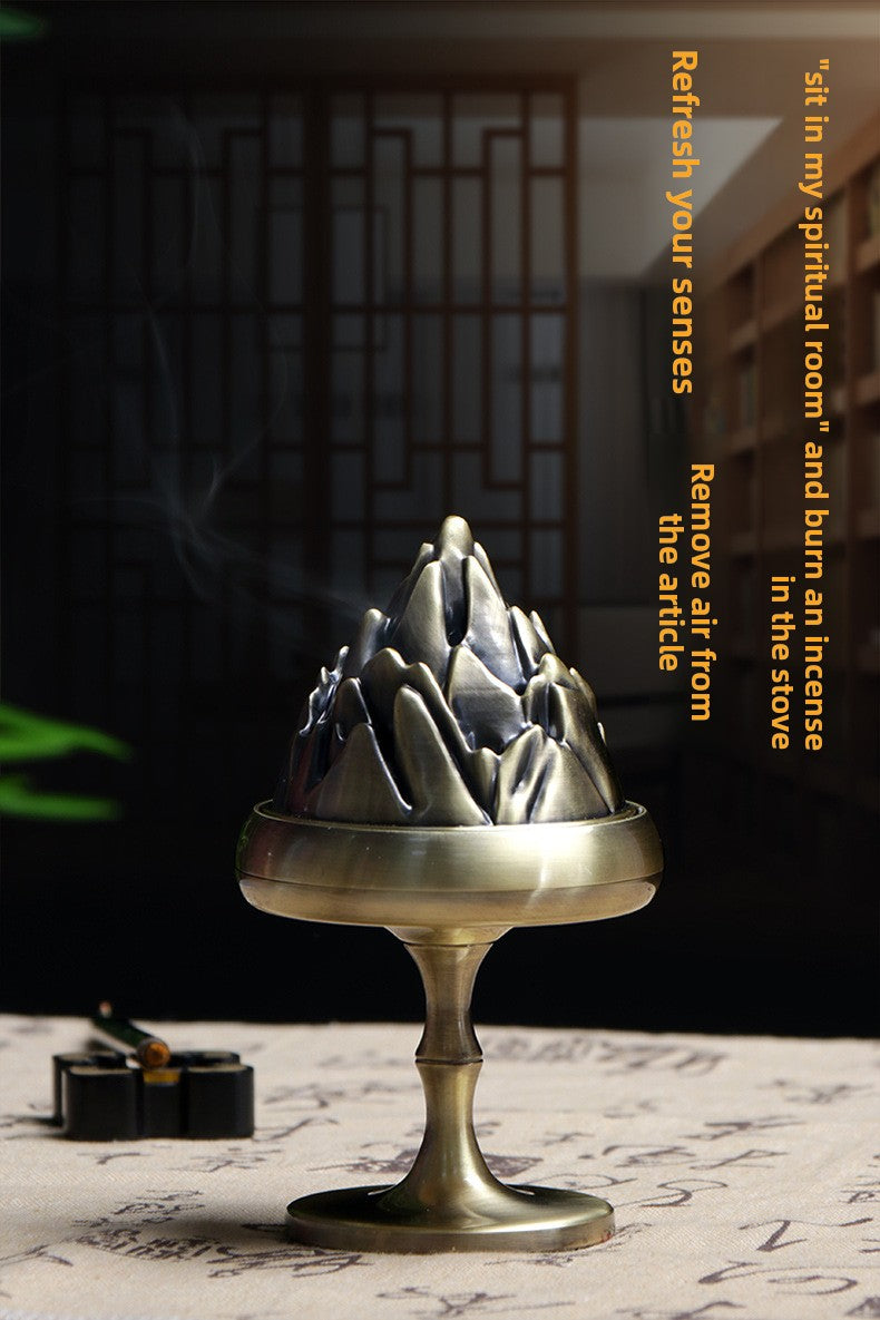 zensoullab High Rise Mountain Furnace Chinese Style Incense Burner Creative Home Indoor Antique Zen Ornament Incense Ceremony Study Tea Room Incense Burner