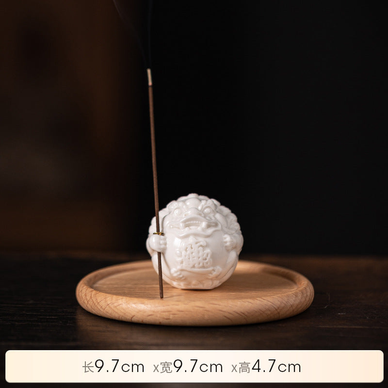 zensoullab White Porcelain Pixiu Incense Holder Wealth-Attracting Incense Holder Incense Burner Home Indoor Sandalwood Agarwood Incense Stand Incense Tray Desktop Ornament