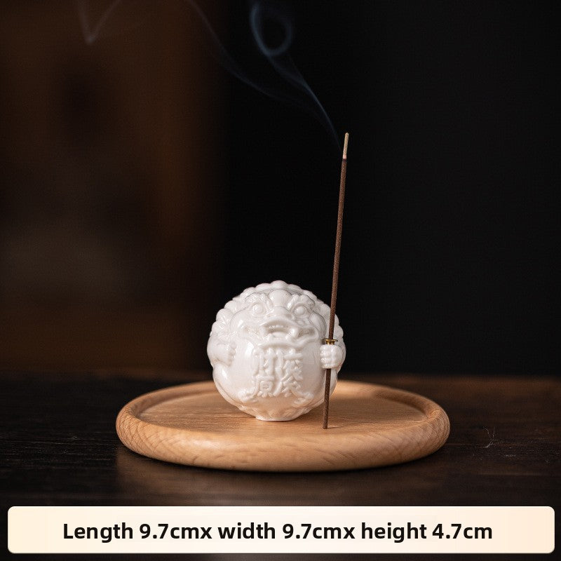 zensoullab White Porcelain Pixiu Incense Holder Wealth-Attracting Incense Holder Incense Burner Home Indoor Sandalwood Agarwood Incense Stand Incense Tray Desktop Ornament