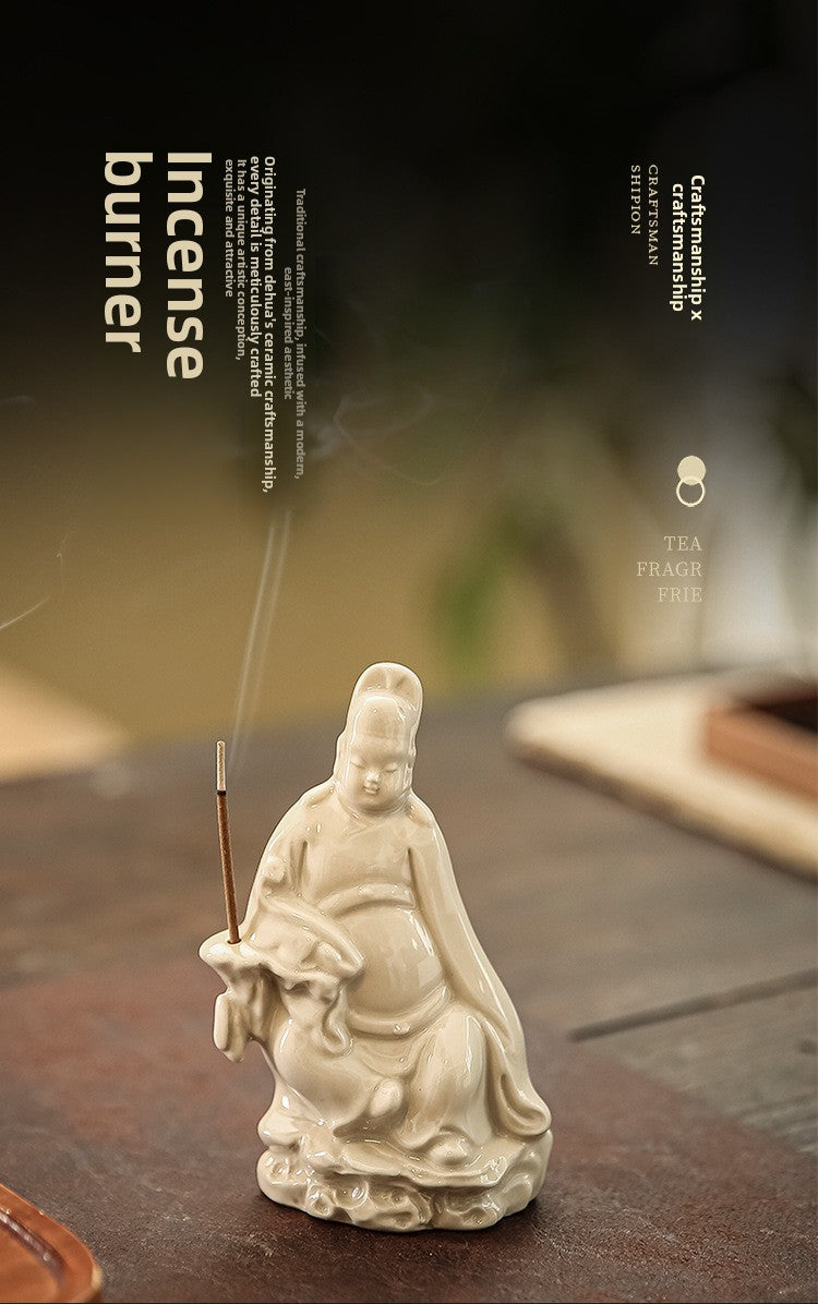 Zensoullab Creative New Chinese Ceramic Small Wenchang Incense Burner Decoration Home Indoor Decoration Sandalwood Incense Incense Ceremony Incense Holder