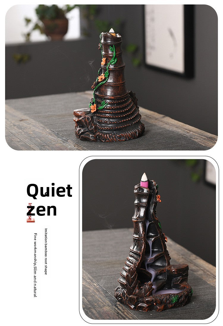 Zensoullab Resin Carving High Mountain Flowing Water Backflow Agarwood Stove Home Indoor Zen Sandalwood Incense Burner Tea Ceremony Decoration Zen Incense Burner