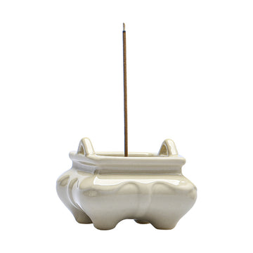 zensoullab Chinese Style Ceramic Incense Burner Tea Room Home Use Offering Four-Legged Incense Burner Portable Desktop Incense Holder Incense Ceremony Zen Ornament