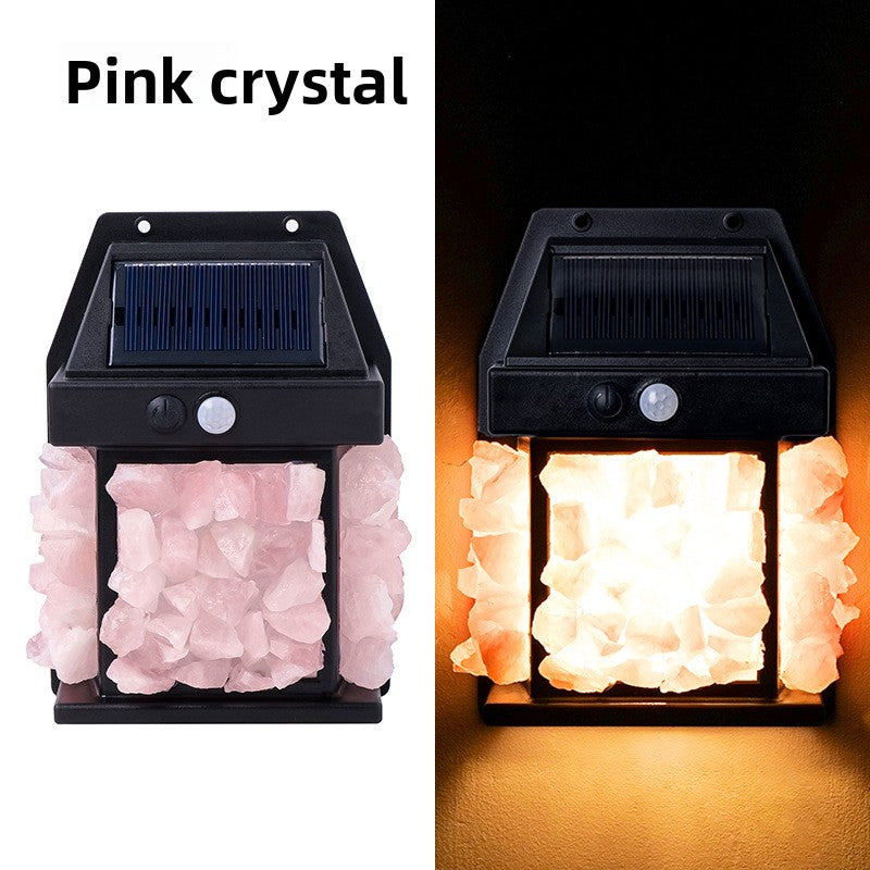 zensoullab Natural Crystal Raw Stone Solar Wall Light Outdoor Courtyard Waterproof Sensor Lighting Household Night Light