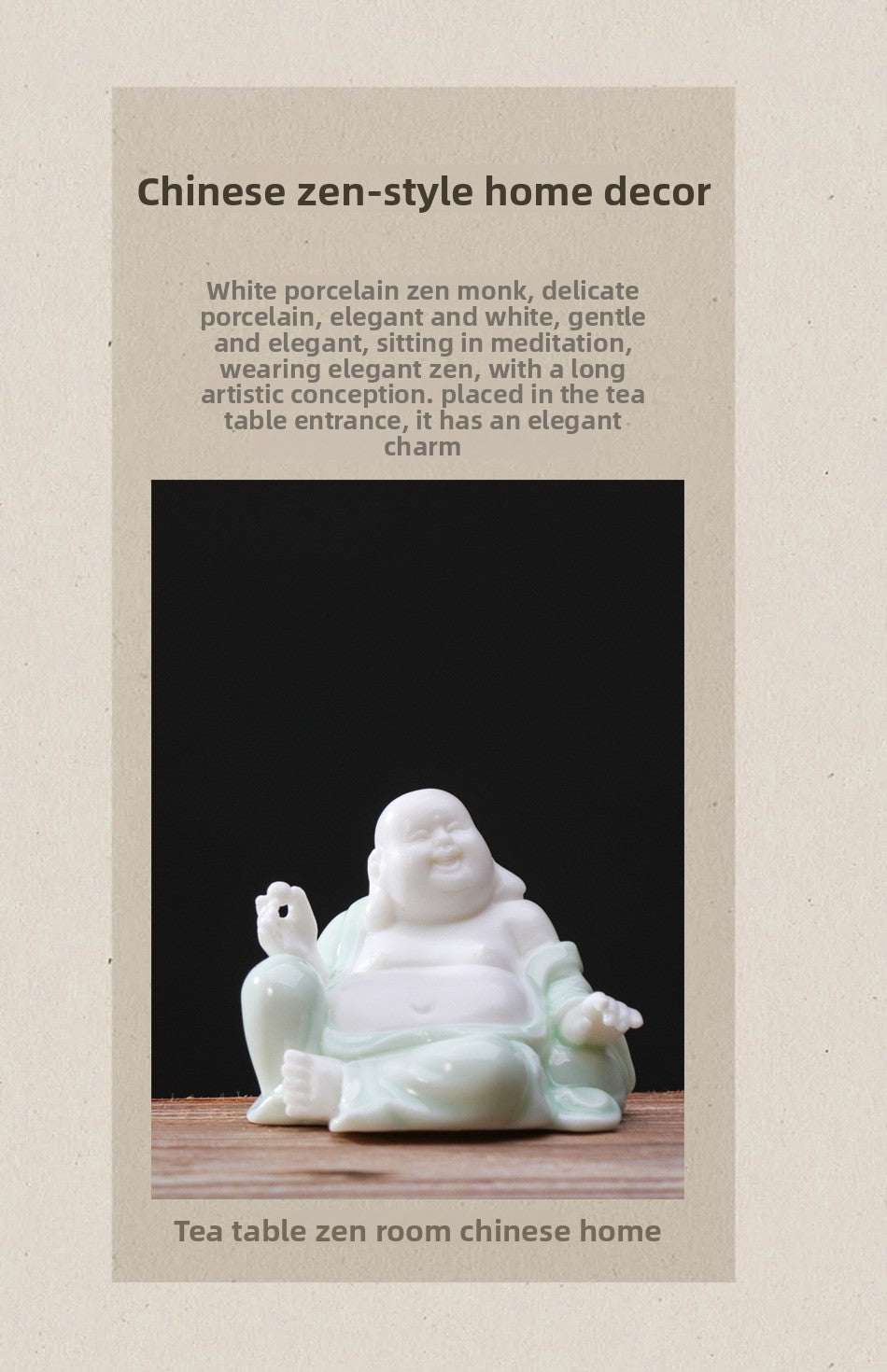 zensoullab Premium Ceramic Lucky Maitreya Buddha Fat Belly Laughing Buddha Living Room Entrance Car Home Decoration Zen Ornament