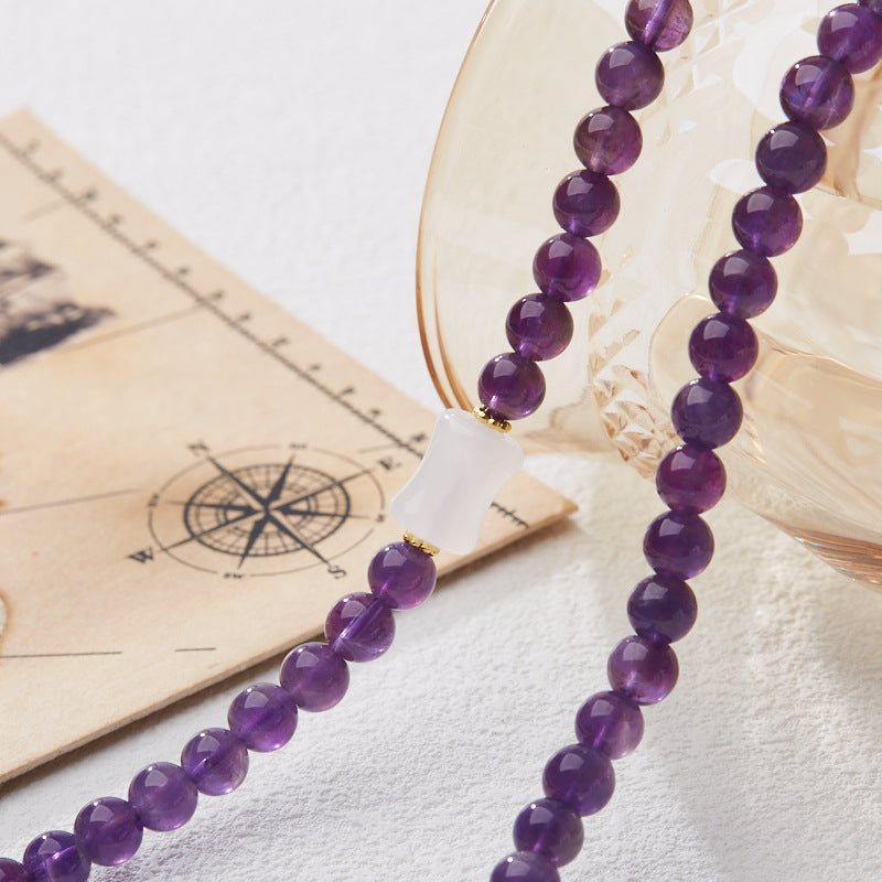 zensoullab Natural 6MM Amethyst Bracelet for Women Gourd Coin Good Luck Crystal Bracelet