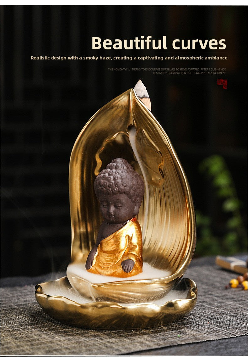 zensoullab Backflow Incense Burner Rulai Flowing Incense Gold Base Small Shaami Creative Backflow Incense Burner Home Incense Desktop Ornament